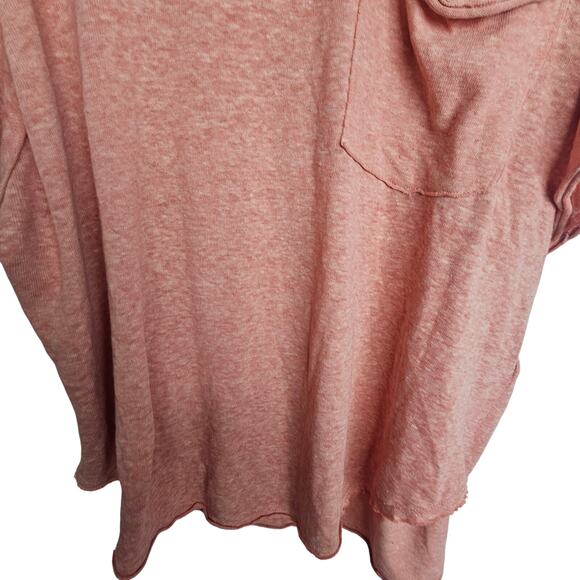 Free People Womens Kyota Slub Tee Boho Raglan Burnout Slouchy Pleated M Raw Hem - Picture 3 of 8